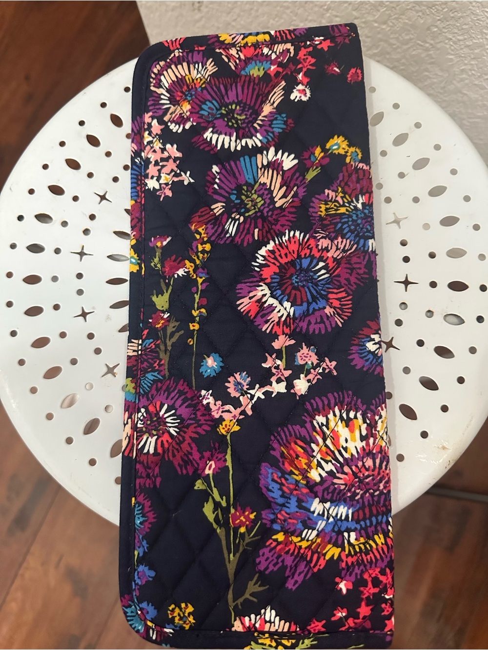 Vera Bradley Black Quilted Floral  travel curling iron pouch